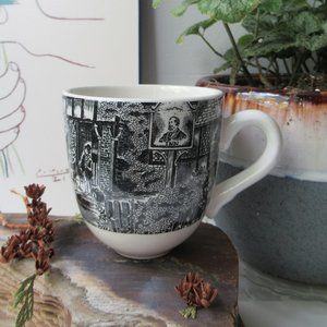 Porcelain Mug Black & White Pattern English Inn by 17th Century, China